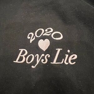 Boys Lie Black Sweatshirt with White Embroidery “Say You Want Me Too”- One Size